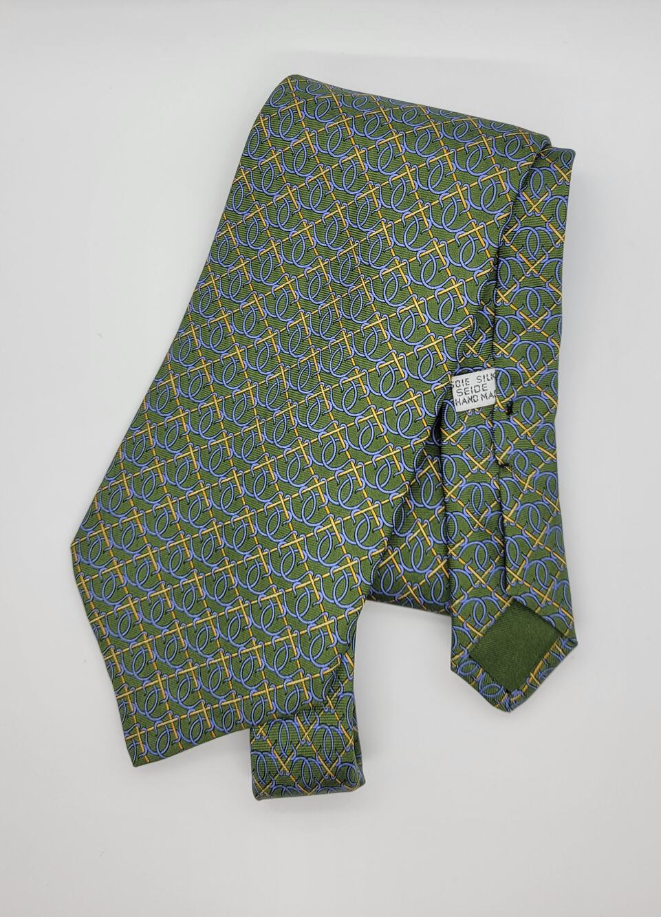 Christian Dior Paris Green Chain Geometric Tie